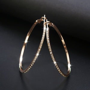 Fashion Hoop Earrings With Rhinestone Circle